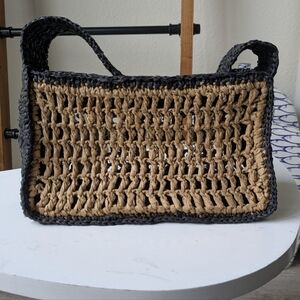 NWT J. Crew Black and Tan Woven Shoulder Bag